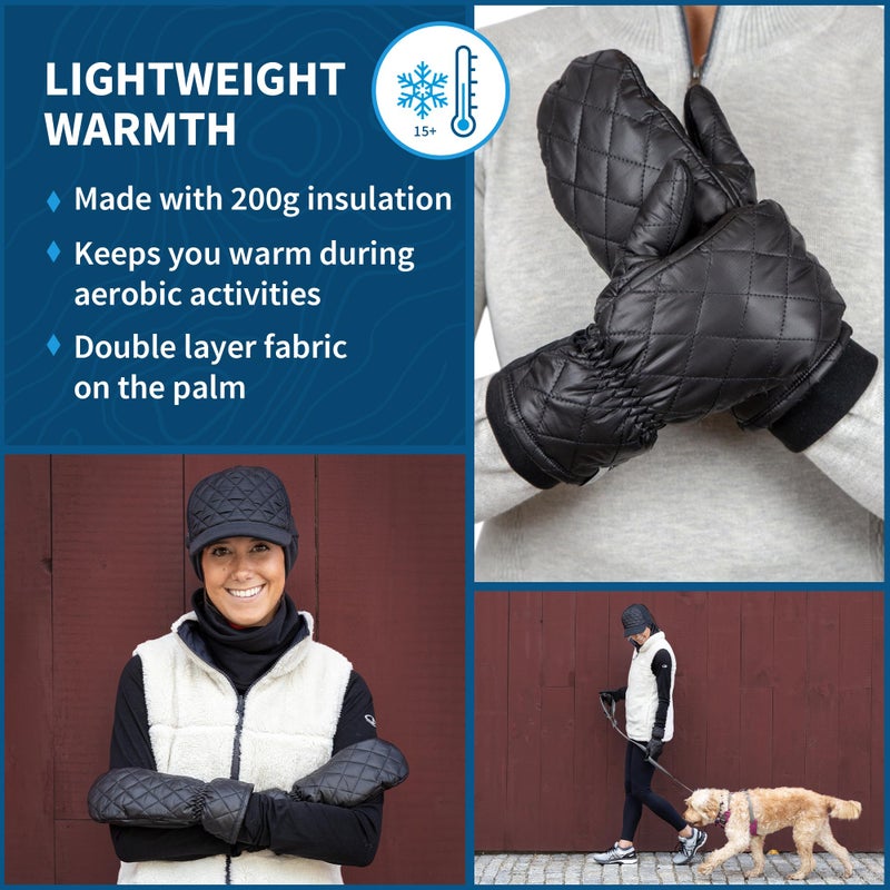 TrailHeads Touchscreen Quilted Running Mittens for Women | Insulated Hand Protection - Medium - Image 3